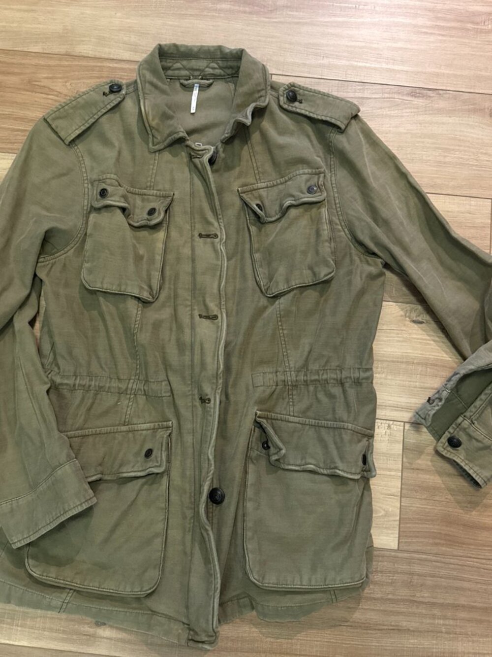 Free People Green Military Jacket
